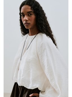 Balon Form Kısa Ekru Bluz