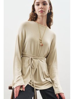 Beli Bağlama Tasarımlı Bluz Taş