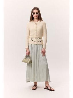 Crush Saten Su Yeşili Etek