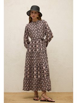 Desenli Katlı Viskon Elbise Gaıa