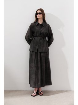 Desenli Pamuklu Hafif Antrasit Gömlek