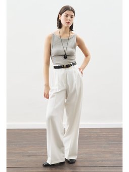 Dona Pileli Palazzo Ekru Pantolon