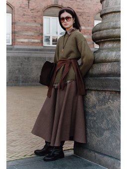 Ekose Desenli Geniş Bordo Etek