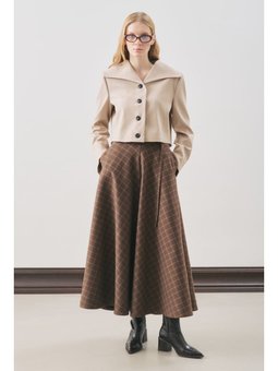 Ekose Desenli Geniş Kahverengi Etek