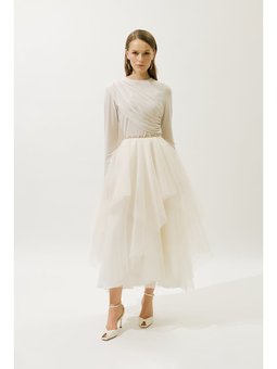 Emılıa Katlı Tül Bej Etek