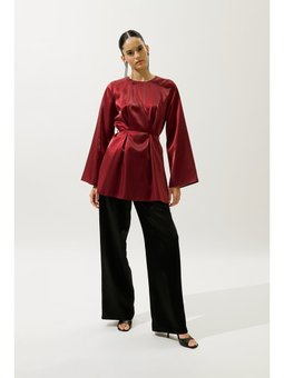 Hana Organze Bordo Bluz