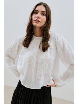 Keten Crush Efektli Ekru Bluz
