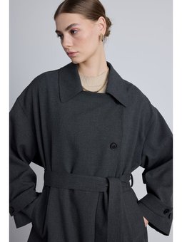 Nicola Kruvaze Antrasit Trençkot