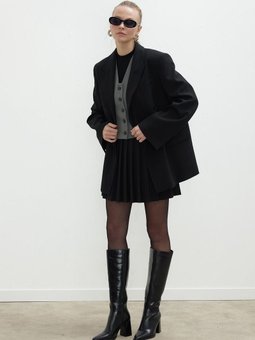 Oversize Kruvaze Blazer Siyah Ceket