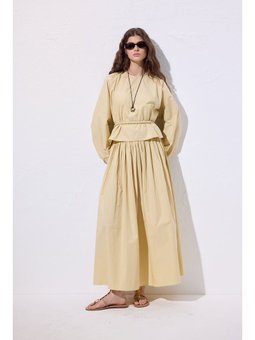 Piliseli Geniş Sarı Etek