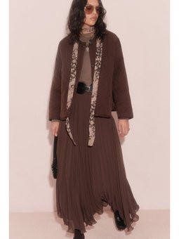 Pliseli Kahverengi Etek