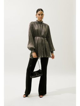 Volanlı Işıltılı Tunik Gold