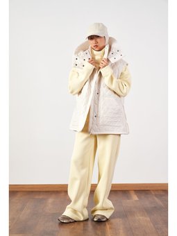 Geniş Kalıp Kapitone Şişme Ekru Yelek