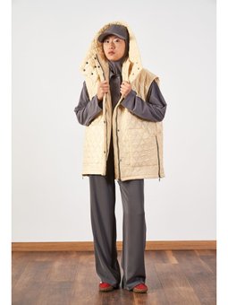 Geniş Kalıp Kapitone Şişme Yelek Butter Yellow