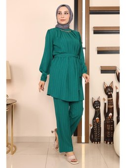 Zincir Detaylı Zümrüt Yeşili Takım