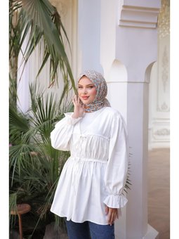 Beli Büzgülü Lastikli Kimono Tunik