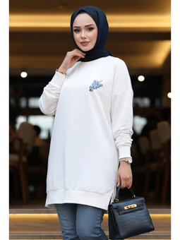 Desen Detaylı Ekru Tunik 10653e