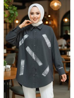 Desenli Antrasit Puane Gömlek 31984ant