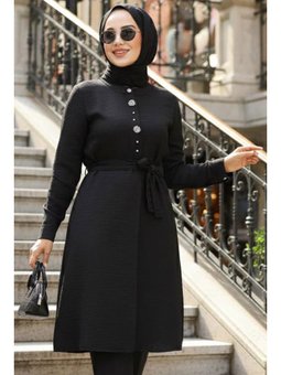 Düğmeli Siyah Tunik 658s