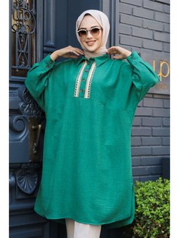 Düğmeli Yeşil Tunik 663y
