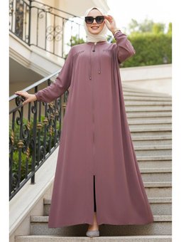 Fermuarlı Gül Kurusu Ferace 45290gk