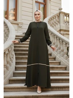 Fermuarlı Haki Ferace 26212hk