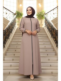 Fermuarlı Koyu Bej Ferace 26381kbej