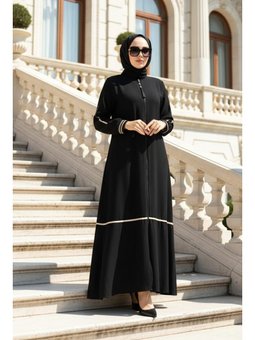 Fermuarlı Siyah Ferace 26212s