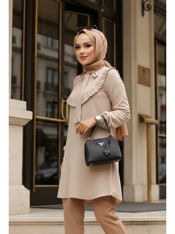 Fırfır Detaylı Bej Tunik 6682bej