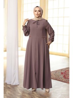 Pile Detaylı Gül Kurusu Ferace 45271gk