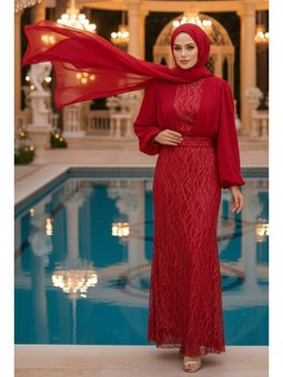 Pul Payet İşlemeli Kırmızı 22213k