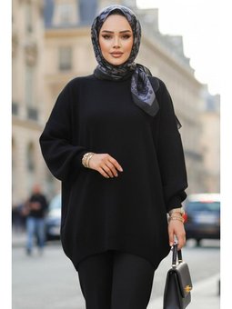 Siyah Triko Kazak Tunik 17201s