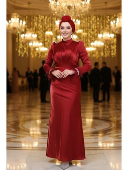 Tüy Detaylı Bordo 50481br