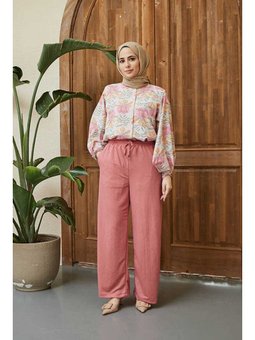 Ancelina Lastikli Pantolon Pudra