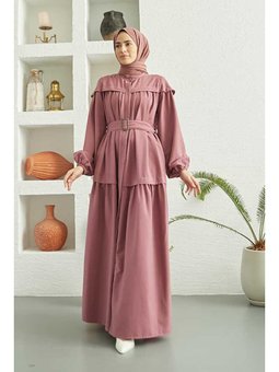 Carla Büzgülü Kuşaklı Elbise Gül Kurusu