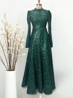 Zümrüt Yesili Abiye Elbise