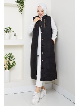 Gold Aksesuar Detaylı Kapitone Yelek