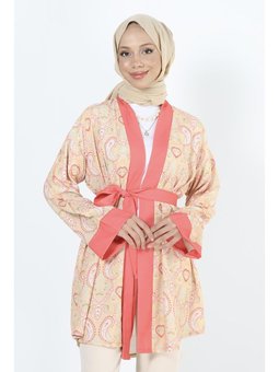 2121_desenli Beli Kuşaklı Kimono
