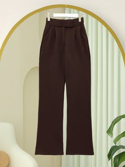 Beli Cırtcırt Detay Boru Paça Kumaş Kahve Pantolon