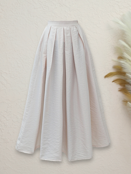 Beli Lastiki Piliseli Kabarık Paraşüt Bej Etek