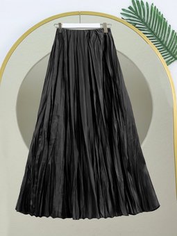 Beli Lastikli Saten Kraş Siyah Etek