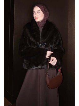 Deri Kemerli Kürk Mont Acı Kahve