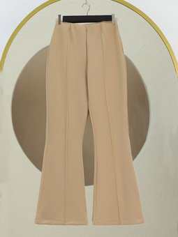 İspanyol Paça Beli Lastikli Likralı Bej Pantolon