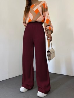 Salaş Triko Bordo Pantolon