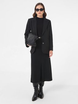 Çift Düğmeli Astarlı Blazer Siyah Ceket