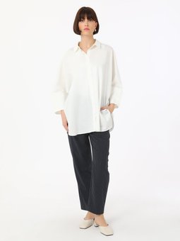 Çizgi Desenli Lacivert Pantolon