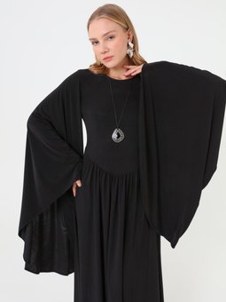 Kol Detaylı Siyah Elbise