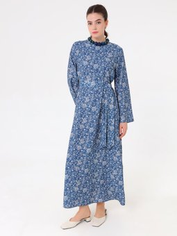 Mavi Desenli Elbise