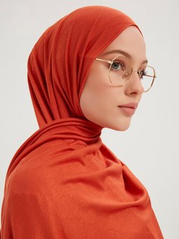 Likralı Penye Turuncu Şal