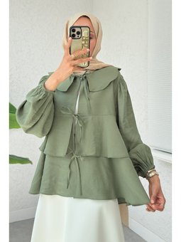 Balon Kol Bebe Yaka Haki Tunik